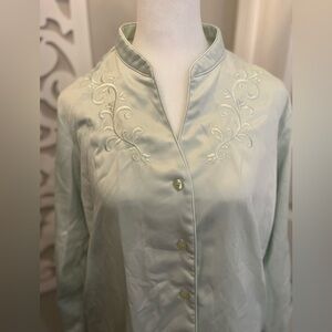 Charter Club luxurious Vintage Light Green pajama set button down w- pants